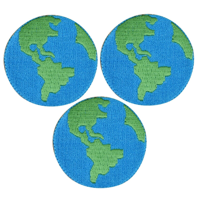 Niestandardowe żelazko na plakietce Planet Earth World Haftowane naszywki Blue Merrow Border
