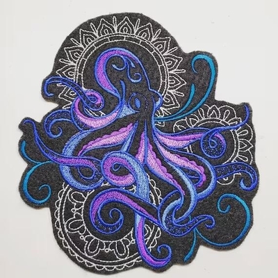 Niestandardowa haftowana naszywka Octopus Blue Merrow Border Hafty