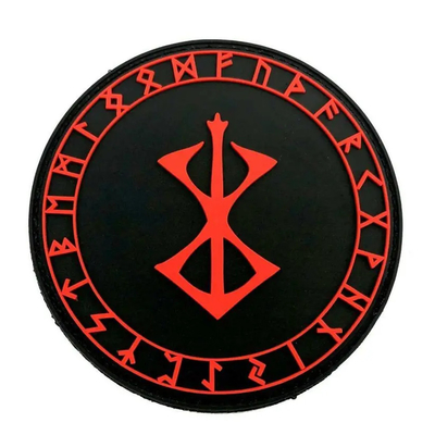 6C miękka gumowa naszywka z PVC Berserker marka ofiary Red Norse Rune Viking Patch