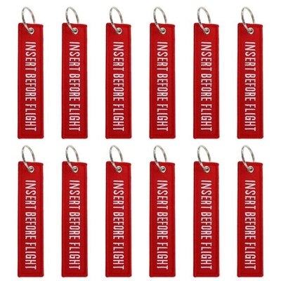 Mały łańcuch kluczyki ODM Flight Tag Custom Portable Red Embroidered Bulk Packaging