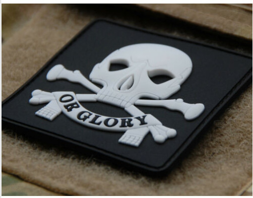 3D Death Glory Skull Military Morale Patch PANTON Color Eco Friendly Soft Pvc