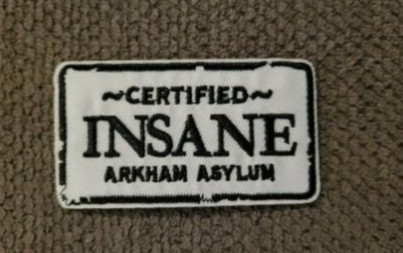 DC Batman Arkham Asylum Certified Insane Iron On Patch Haft Sprzedawca z USA