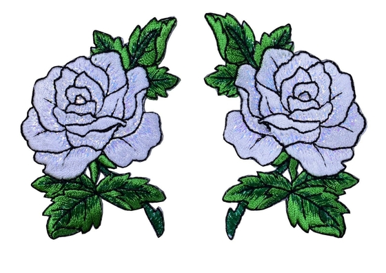 Haftowane naszywki z białej róży na rzep do odzieży