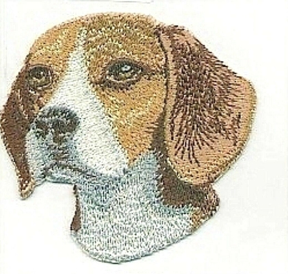 3 &quot;portret psa rasy beagle żelazko na łacie do haftu Merrowed Border Custom Pantone Color