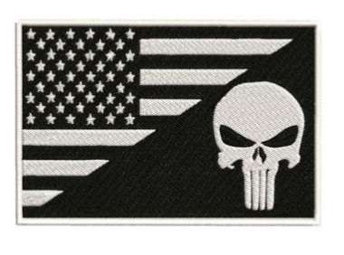 USA FLAGA CZASZKA Żelazko na haftowanej naszywce Czarna biała naszywka z wojskową flagą wojskową