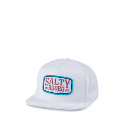 Męska czapka typu snapback OEM Salty Rodeo biała z tkanymi logo. Czapki designerskie