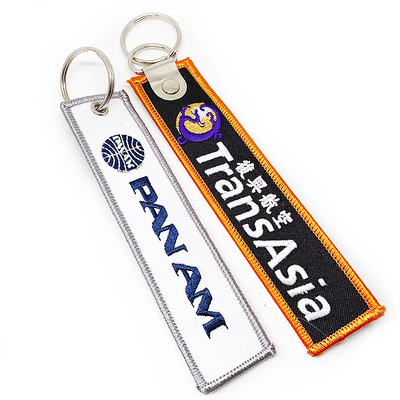 Logo na zamówienie Tkanina klucz tag haftowanie łańcuch kluczy Etykieta łańcuch kluczy