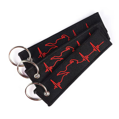 Czarny twill haftowany łańcuch kluczowy załoga haftowany bagaż tag tkanina łańcuch kluczowy