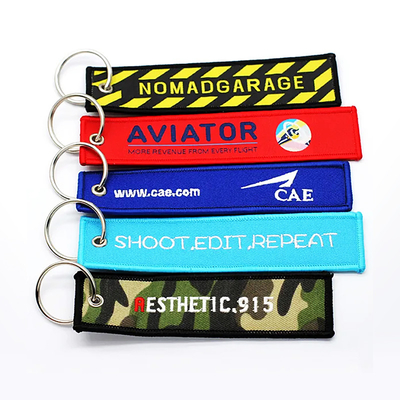 Lekkie logo na zamówienie Jet Tags Tkanina Drukowany Wyświetlony Pierścień Kluczyk Wyświetlony Łańcuch Kluczykowy