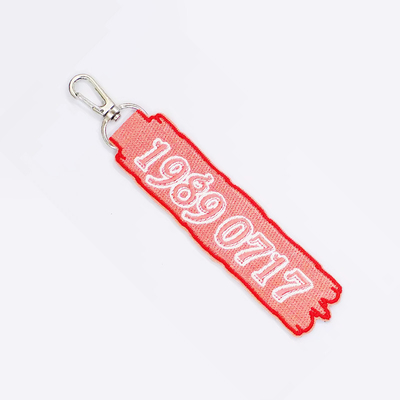 Logo na zamówienie Jet Tags Tkanina Drukowany Wyświetlony Pierścień Kluczyk Wyświetlony Łańcuch Kluczykowy