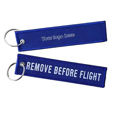 Logo na zamówienie Jet Tags Tkanina Drukowane haftowanie Łańcuch kluczyki lekkie haftowane