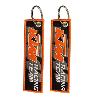 Zindywidualizowany Logo Design Key Holder Pierścień Łańcuch Łańcuch Tkanina Tag Custom Woven Keychain