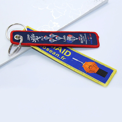 Polyester Custom Keyring Embroidery Jet Tag Tkaniny Woven Keychain z Twoim logo