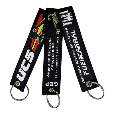 Polyester Custom Keyring Embroidery Jet Tag Tkaniny Woven Keychain z Twoim logo