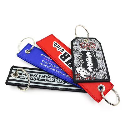 Niestandardowy karabiner szycie z tkaniny haftowania Jet Tag Key Holder Orzeł dziób Czarny Pasek na nadgarstku Lanyard Keychain