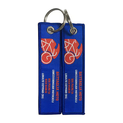 Niestandardowe litery dwustronne haftowane łańcuch kluczowy Nazwa marka Logo Jet Tag Key Ring Wysokiej jakości haftowane kluczyki chai