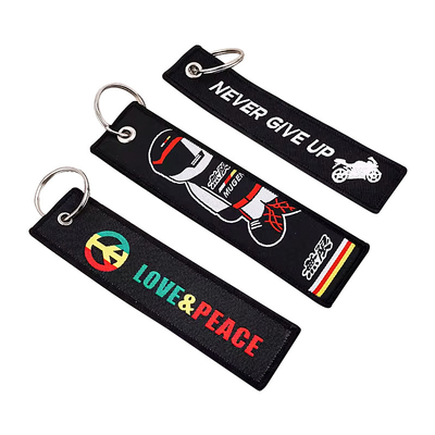 Modny projekt wyświetlany Patch Kevchain Woven Tissue Key Ring z własnym logo