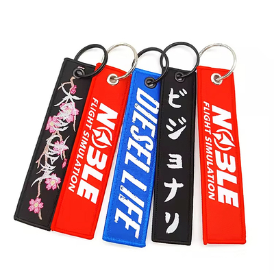 Niestandardowy Woven Keychain Key Tag Keychain Jet Tag z dużym pierścieniem