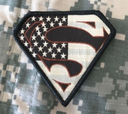 BuckUp Tactical Patch Hook Super man USA Tan Subdued Patches 2.75"