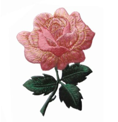 #4535 3 1/4 &quot;Różowy kwiat róży Haft żelazko na łatce do aplikacji