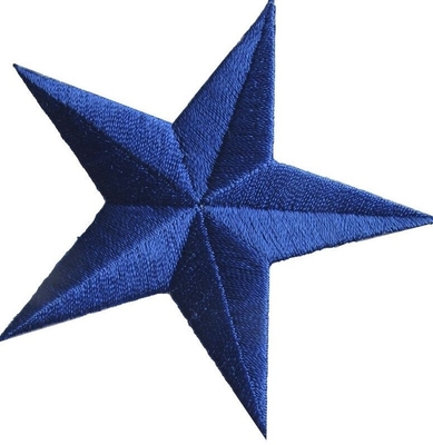 3 &quot;niebieskie haftowane naszywki w kształcie gwiazdy Żelazko na naszywce z aplikacją w tle skośnym