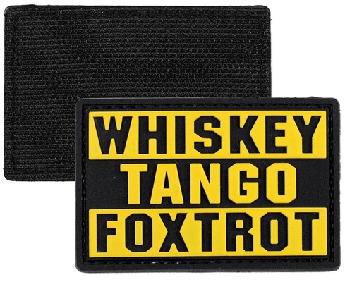 Whisky Tango Foxtrot WTF 3D PVC Patch Tactical Military 3D Patches Pantone Color