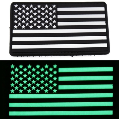 Taktyczne gumowe naszywki z PVC naszywki i pętelki naszywki podnoszące morale Flaga amerykańska USA świecąca w ciemności